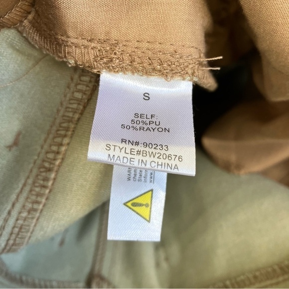 PacSun 90s Faux Leather Pants Straight Leg High Rise Mom Pants Camel Tan Sz S - Picture 16 of 16